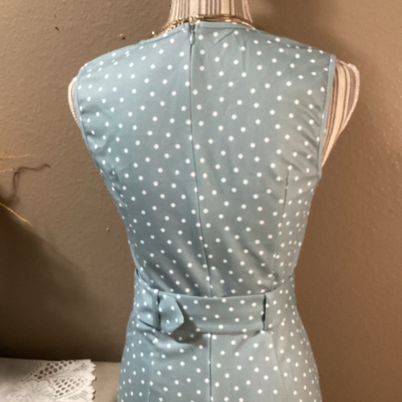 NEW VINTAGE ELEGANT BABY Blue W/Polka Dots JUMPSUIT. - Picture 5 of 16